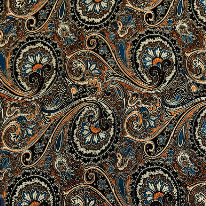 Antique Black Paisley Brocade - Classical Jacquard Pattern Textile