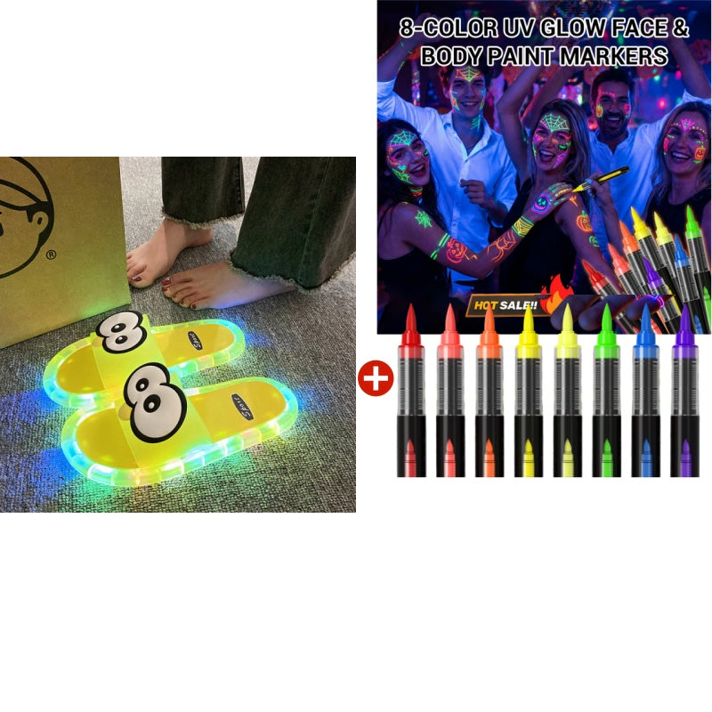 👣👣Cute LED Light-Up Plush Slippers for Women – Soft Cozy Indoor House Shoes