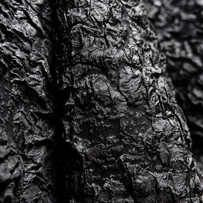 Chic Black 3D Wrinkled Effect Brocade - Crushed Look Textured Upholstery
