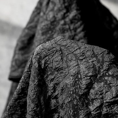 Chic Black 3D Wrinkled Effect Brocade - Crushed Look Textured Upholstery