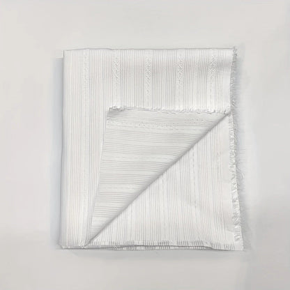 White Cotton Jacquard Stripe Fabric – Textured Decorative Material