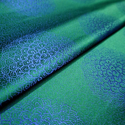 Green-Blue Shimmer Brocade - Lustrous Jacquard Fabric