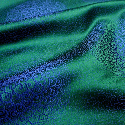 Green-Blue Shimmer Brocade - Lustrous Jacquard Fabric
