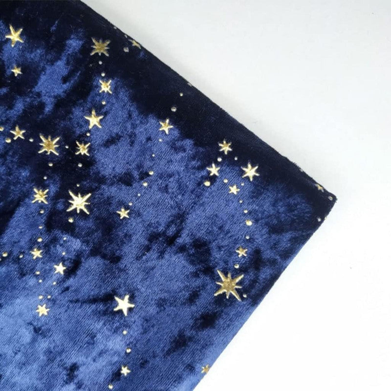 Soft Star Bronzing Crushed Velvet Fabric - Royal Blue Lightweight Plush