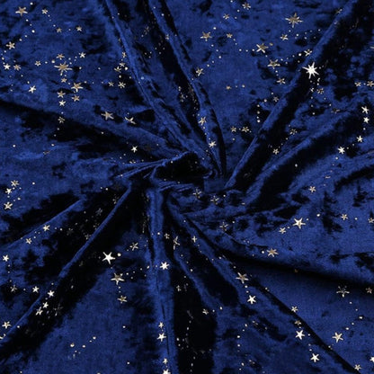 Soft Star Bronzing Crushed Velvet Fabric - Royal Blue Lightweight Plush